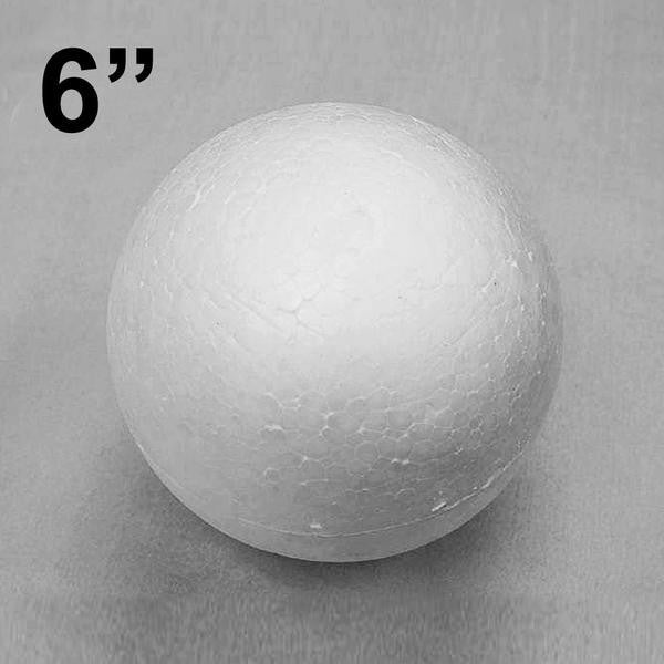 6" White Styrofoam Filler Foam Balls - 6 pack