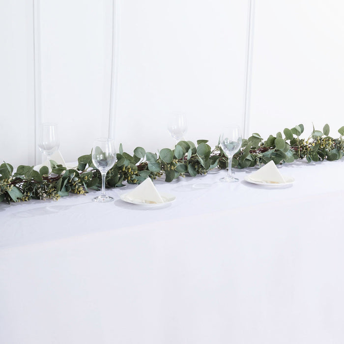 6.5FT | Frosted Real Touch Eucalyptus & Boxwood Leaves Green Artificial Garland Vines
