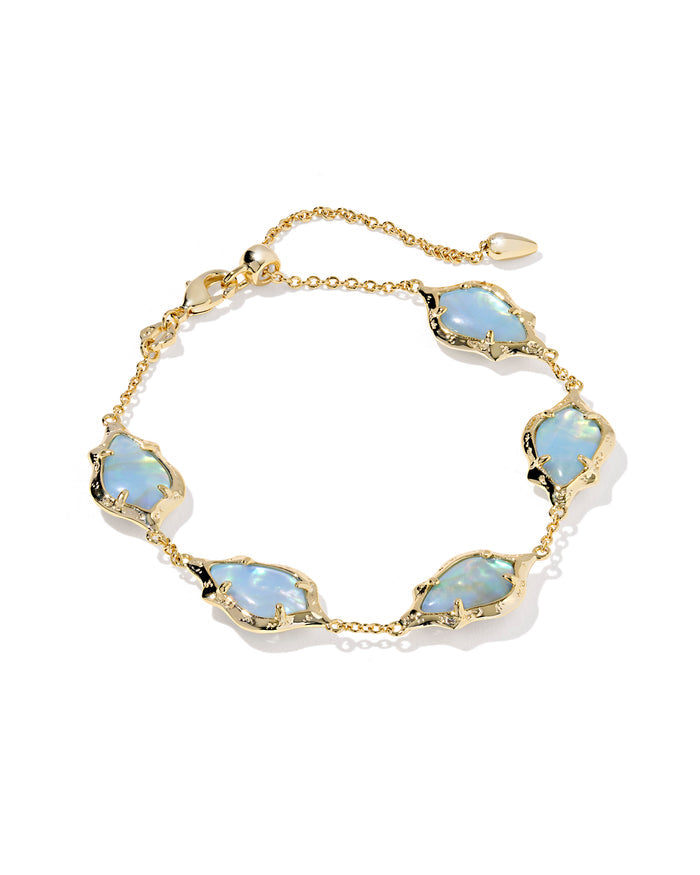 Adriana scallop frame bracelet gold sky blue iridescent abalone