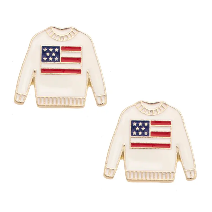 Americana Pullover Stud Earrings in Red, White, & Blue