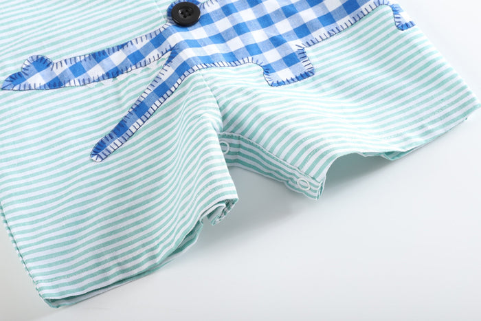 Aqua Striped Gator Shortall - Lil Cactus