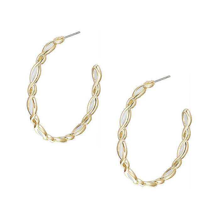 Bloom Hoop Earrings in White Enamel