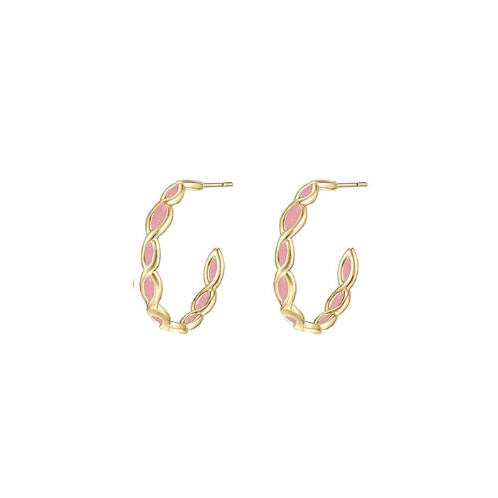 Bloom Mini Hoop Earrings in Light Pink Enamel
