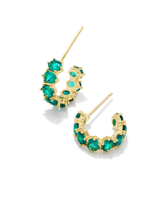 Cailin Crystal Huggie Gold Green Crystal