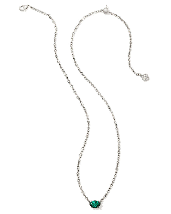 Cailin Gold Pendant Necklace in Silver Green Crystal
