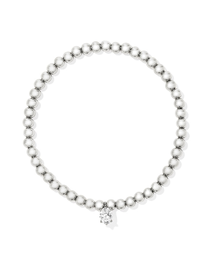 Cailin Stretch Bracelet in Rhodium White Crystal