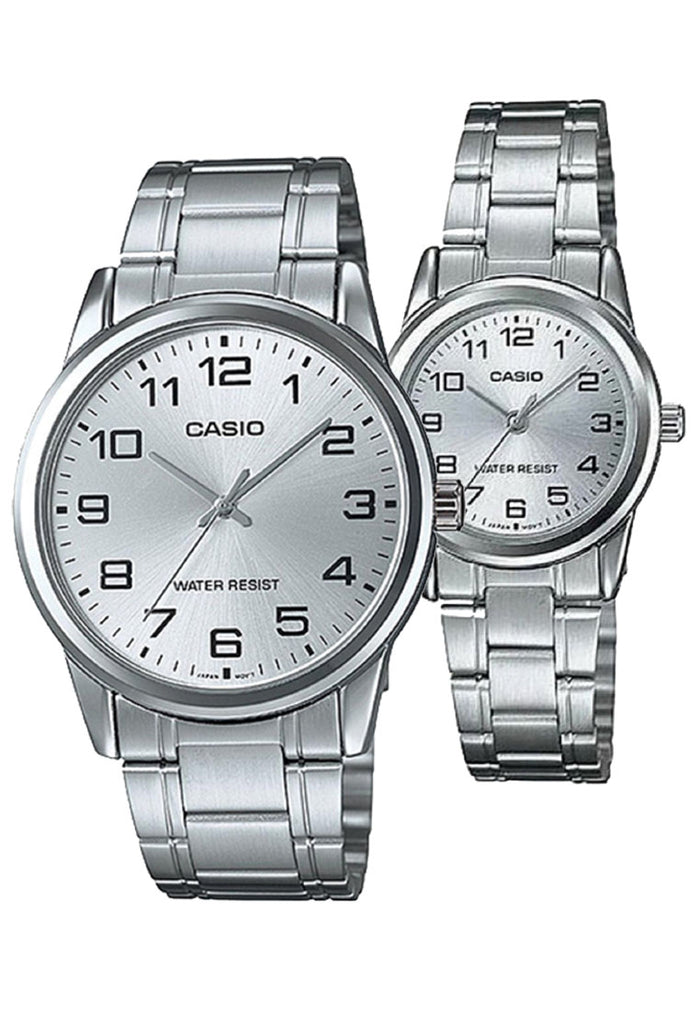 Casio Couple Watch COUPLE-V001D-7B Analog Stainless Steel Strap Watch-Watch Portal Philippines