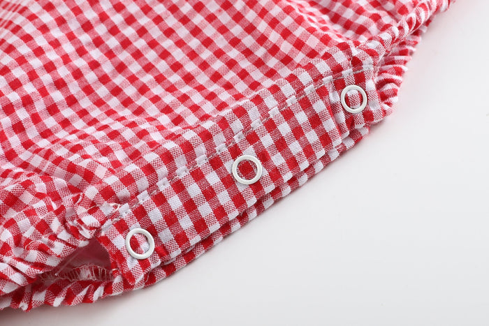 Classic Red Seersucker Bubble Romper - Lil Cactus