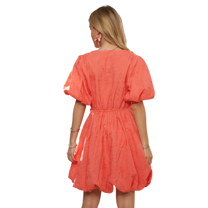 Coral Crush Bubble Mini Dress