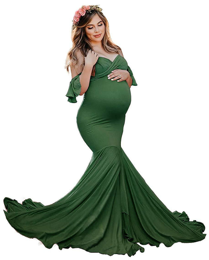 Cotton Pregnant Photography Dresses Off The Shoulder Elegant 2021
