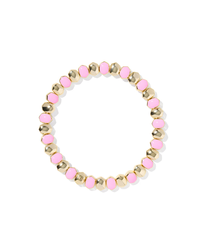 Daphne Enamel Stretch Bracelet in Gold and Light Pink