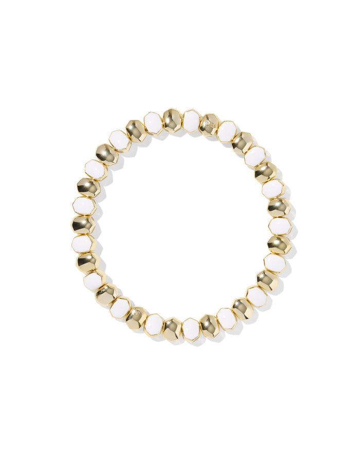 Daphne Enamel Stretch Bracelet in Gold and White