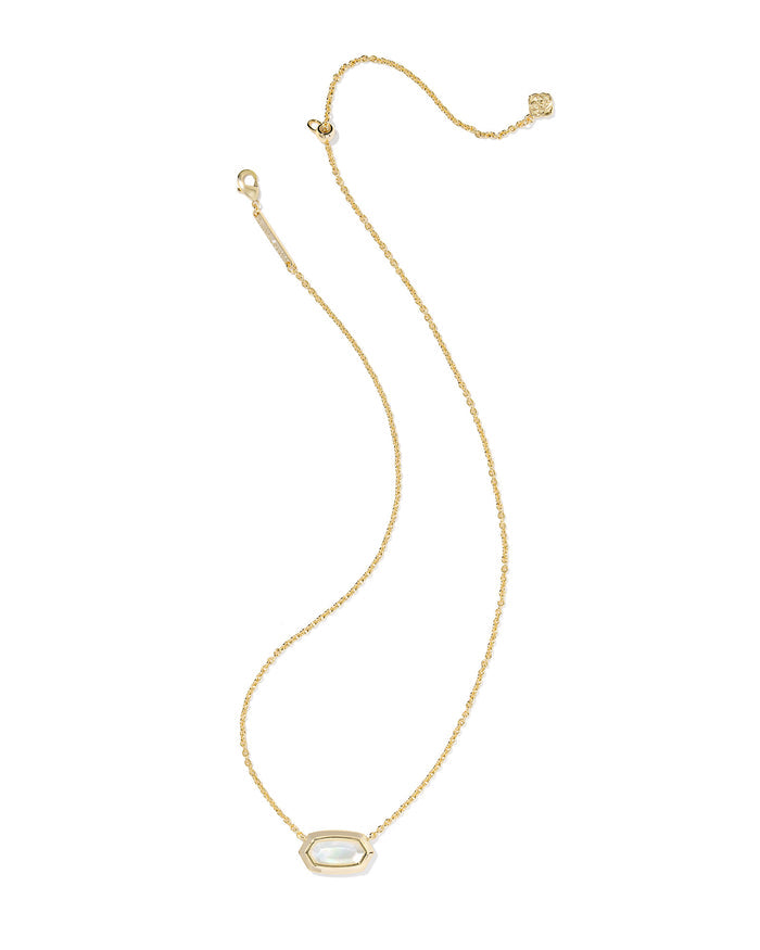 Elisa Bezel Pendant Necklace Gold Ivory Mother of Pearl