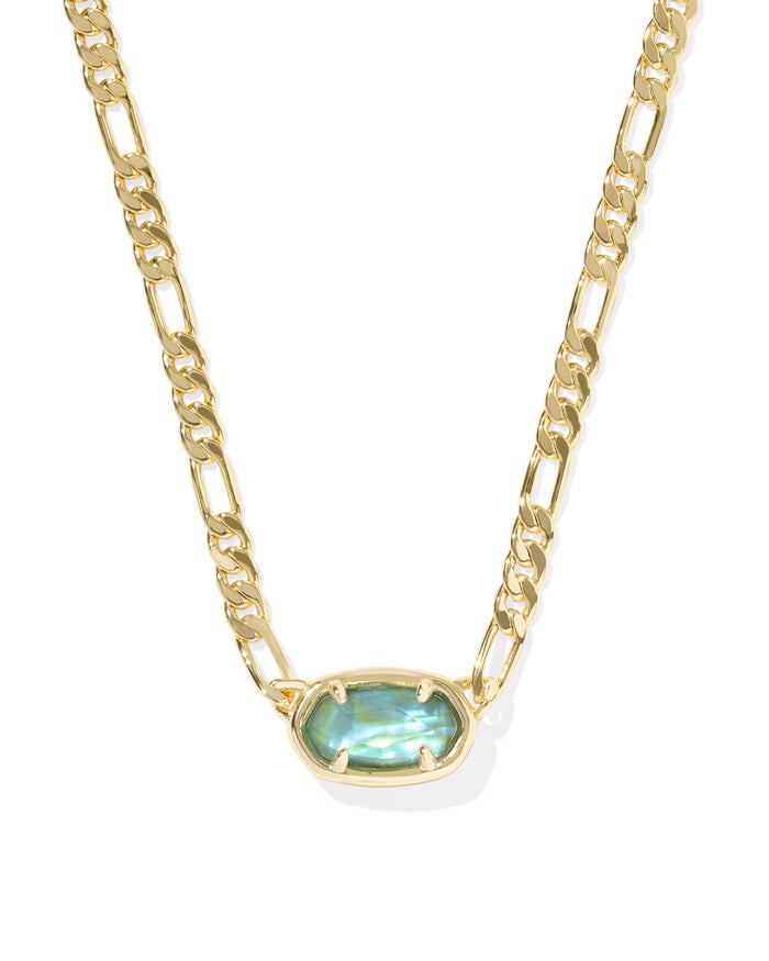 Elisa Figaro Short Pendant Necklace In Gold Deep Aqua Illusion