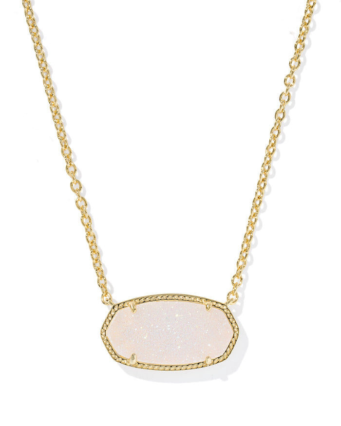 Elisa Statement Pendant Necklace in Gold Iridescent Drusy