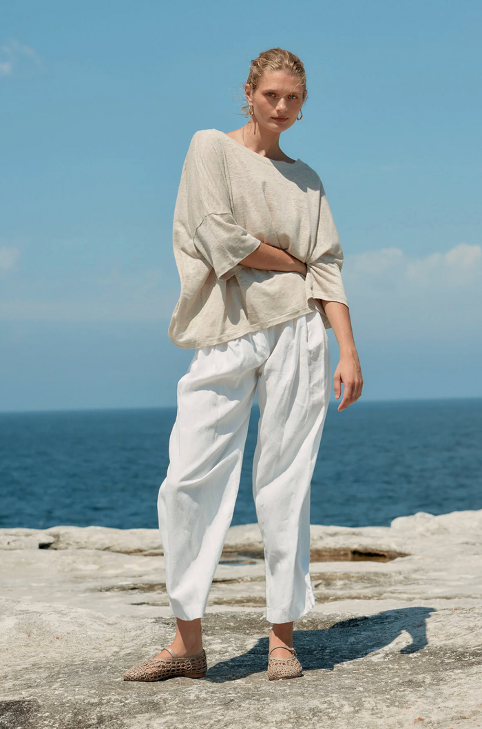 Estilo Emporio Box Linen Tee - Natural