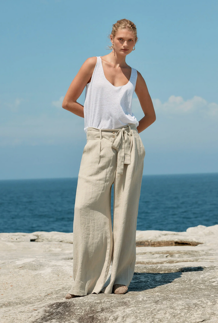 Estilo Emporio Tank Linen Singlet - White