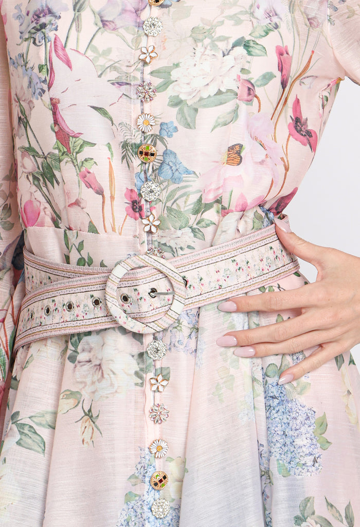 Floral Print Belted Short Dress