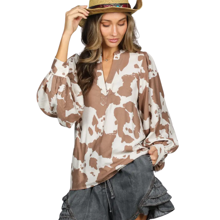 Giddy Up Cow Print Blouse