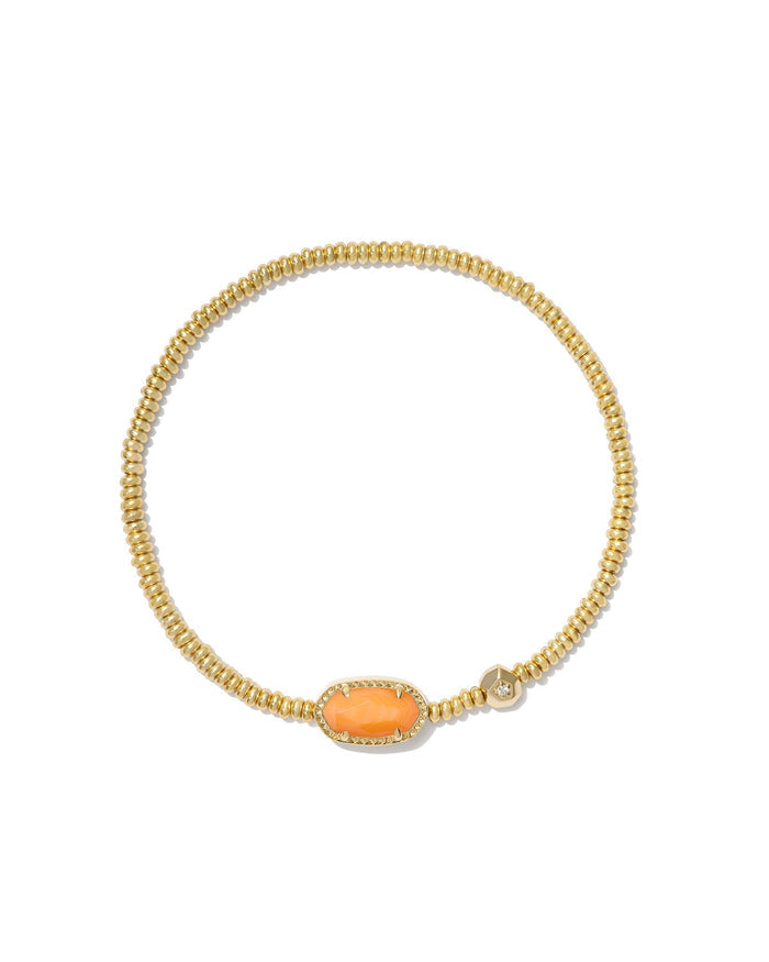 Grayson Stretch Bracelet in Gold Orange Mother of Pearl