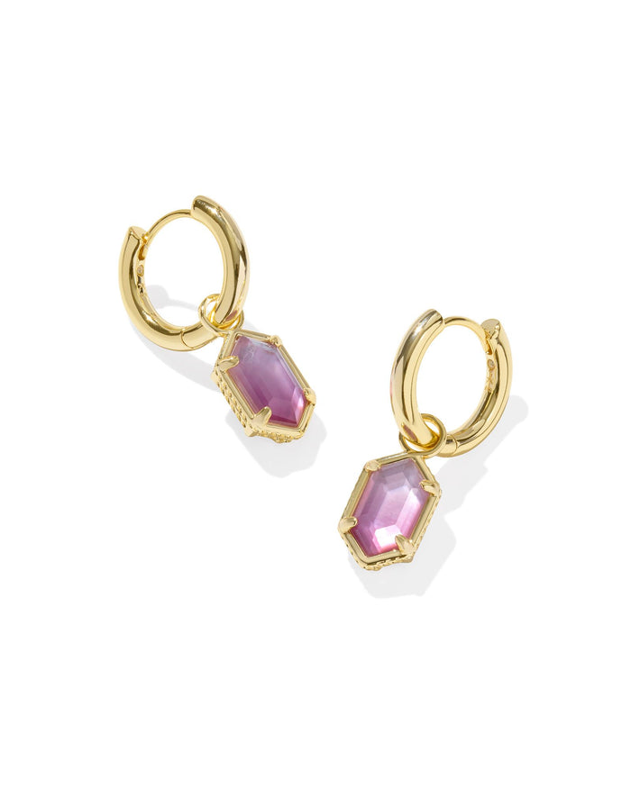 Hallie Huggie Earring in Gold Purple Watercolor Illusion
