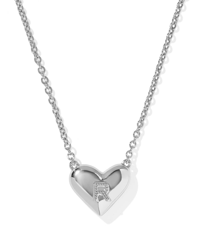Heart Letter R Pndnt. Necklace Silver Ivory MOP