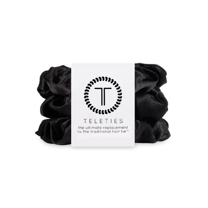 Jet Black Large Silk Scrunchies