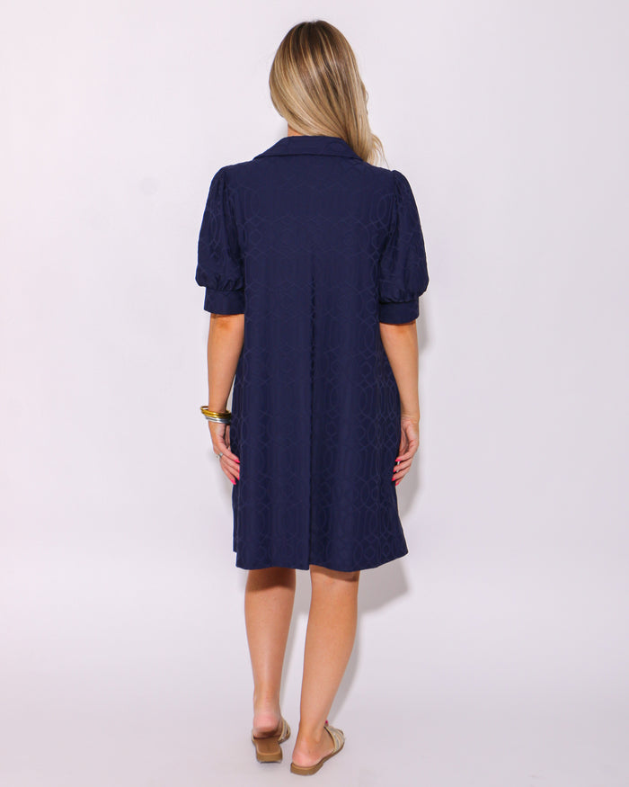 Jude Connally | Emerson Jacquard Dress in Garden Gate Navy