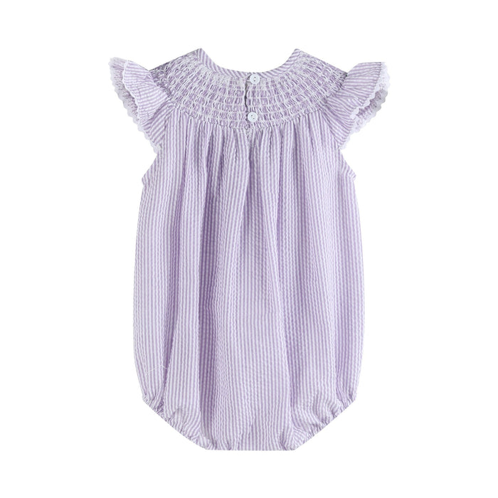 Light Purple Seersucker Bunny Smocked Romper - Lil Cactus