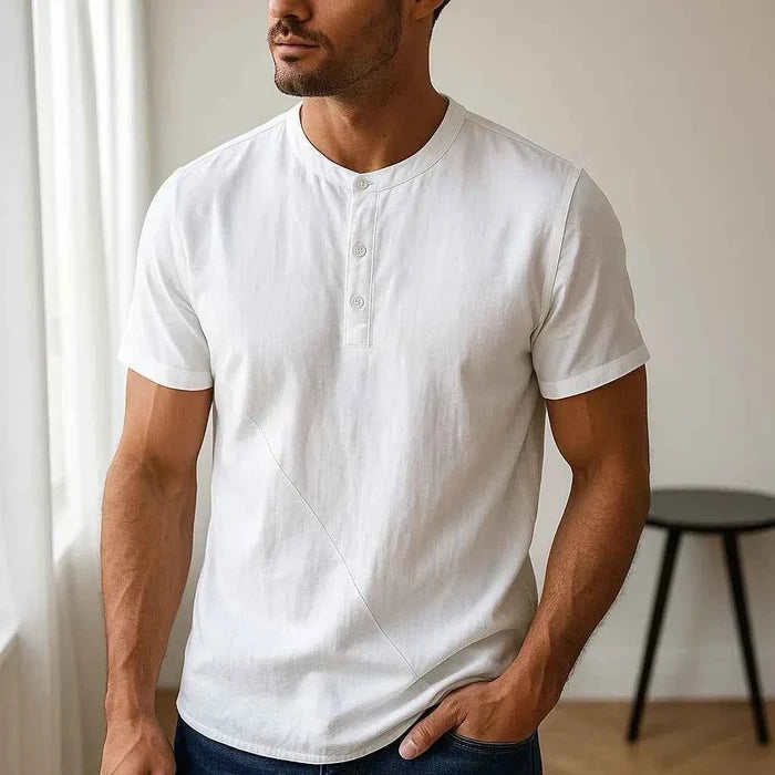 Men's Cotton & Linen Short Sleeve T-Shirt – Breathable Summer Essential, M–4XL, 8 Colors