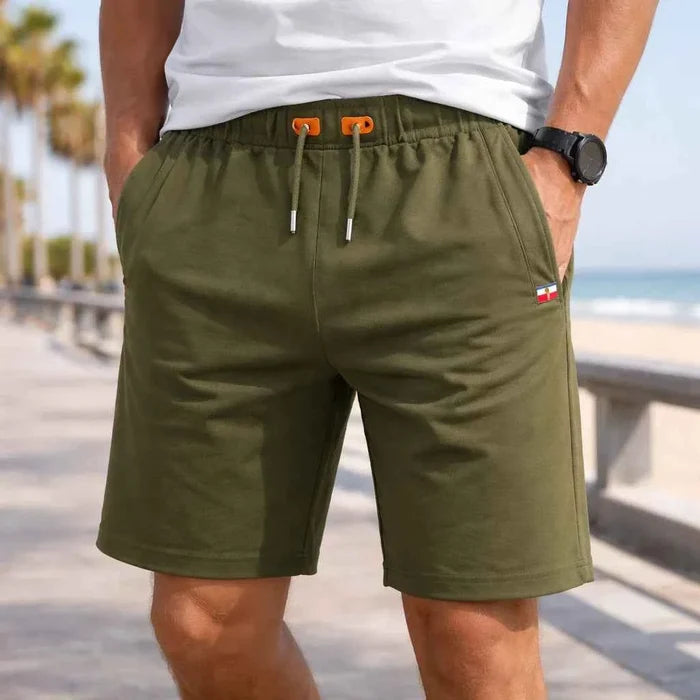 Men's Cotton Stretch Shorts – Breathable Mid-Waist Straight Fit Summer Shorts with Zipper Pockets