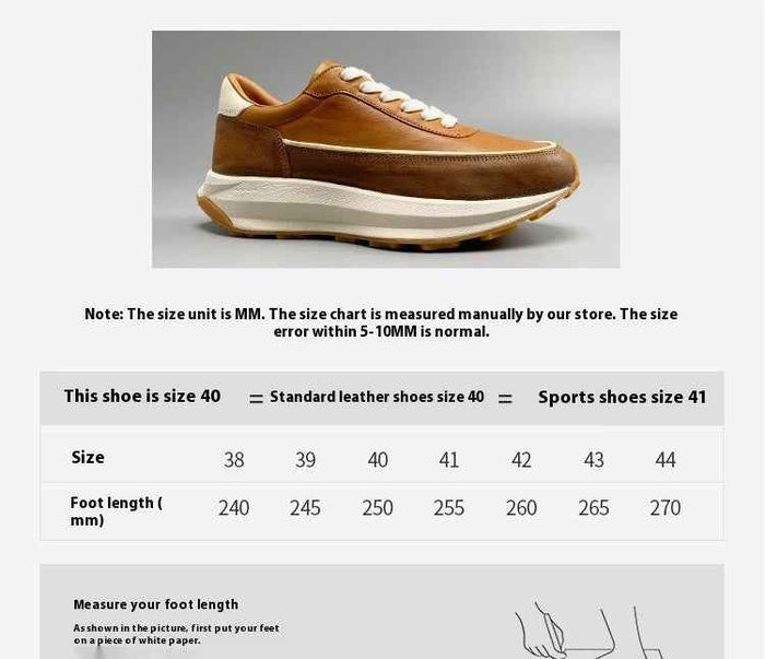 Men's Genuine Leather Running Shoes – Breathable Low-Top Cowhide Sneakers