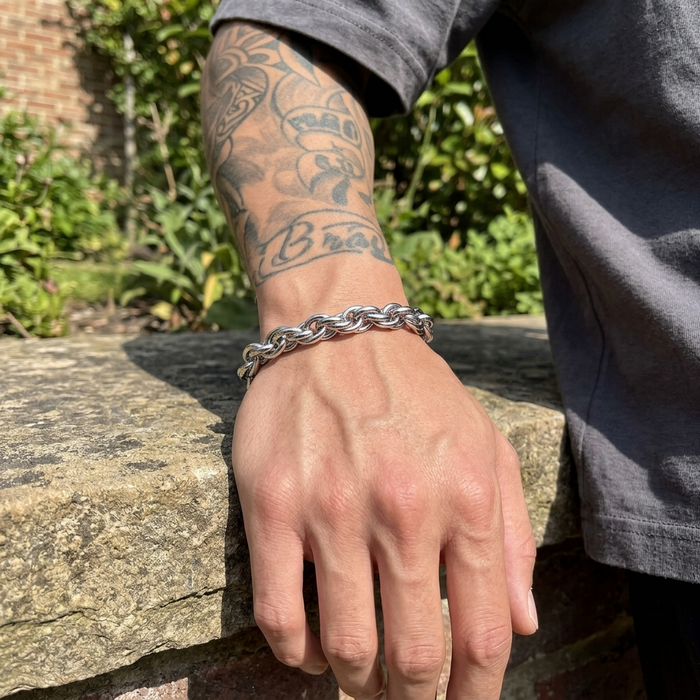 Men's Hip-Hop Titanium Steel Chain Bracelet – Bold Urban Non-Fading Polished Bangle, 19cm or 21cm