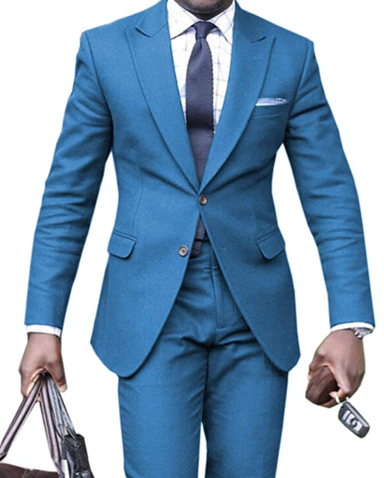 Men's Suit 2 Pcs Solid Single Breasted Slim Fit Grooms Shawl Lapel Custom Made Wedding Suits