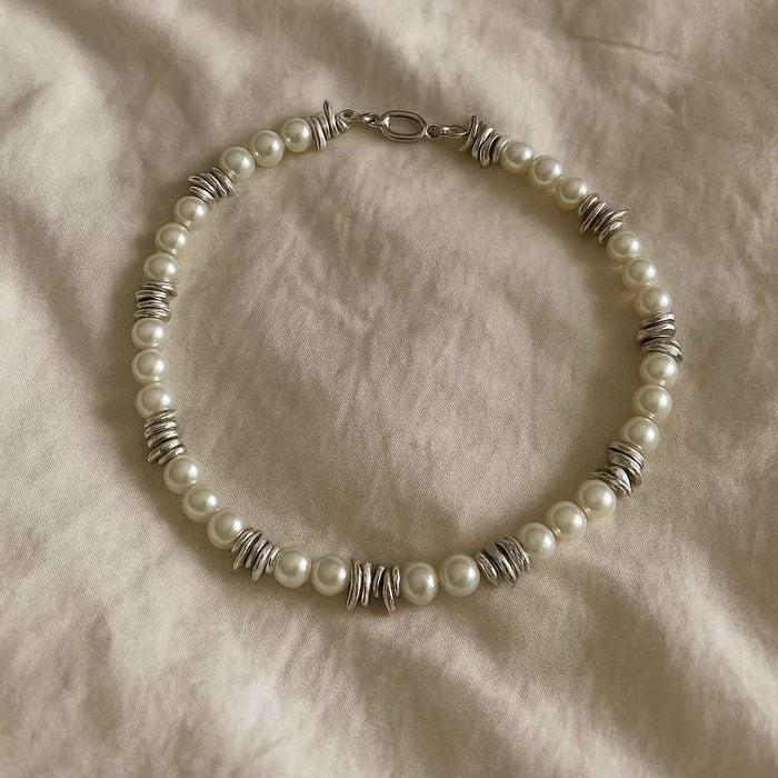 Men's Thorn Spliced Pearl Necklace – Cold-Wind Style Electroplated Alloy Chain
