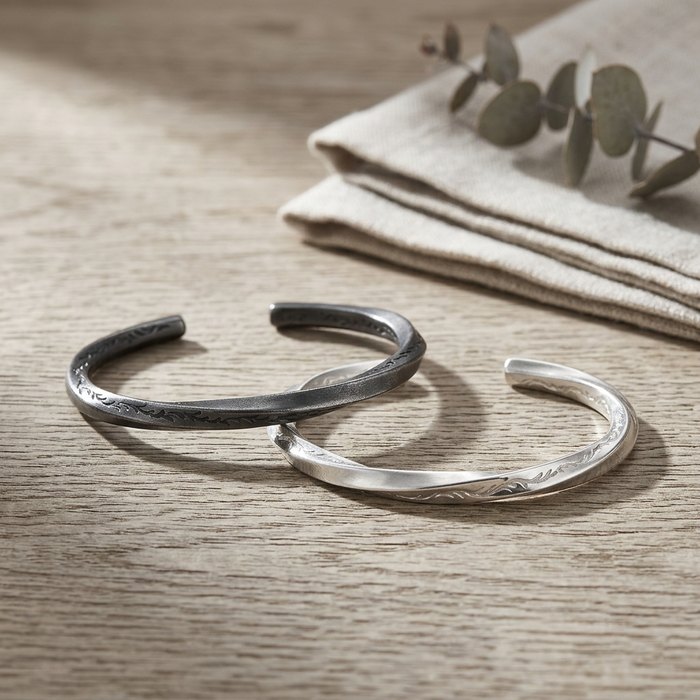 Men's Viking Bracelet — Silver Nordic Bangle, Adjustable Fit