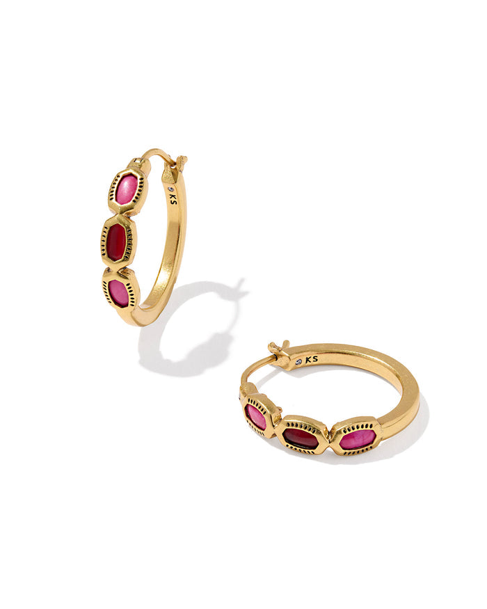 Mini Elisa Hoop Earring in Vintage Gold Pink Mix