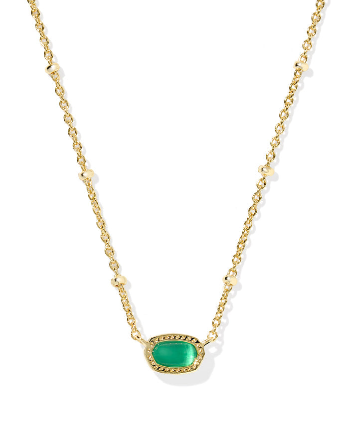 Mini Elisa Satellite Short Pendant Necklace in Gold Emerald Cats Eye