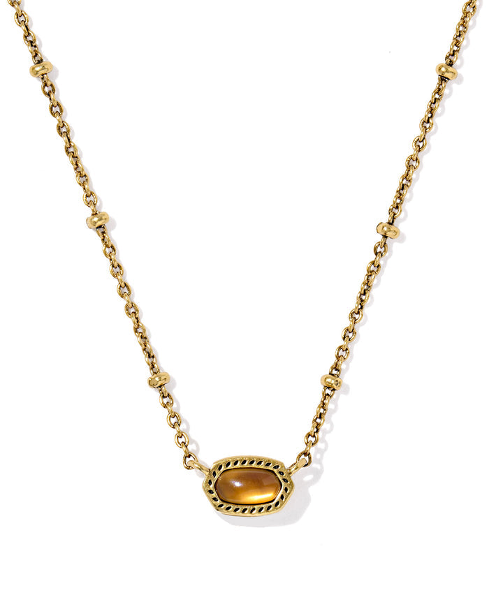 Mini Elisa Satellite Short Pendant Necklace in Variegated Marbled Amber Illusion