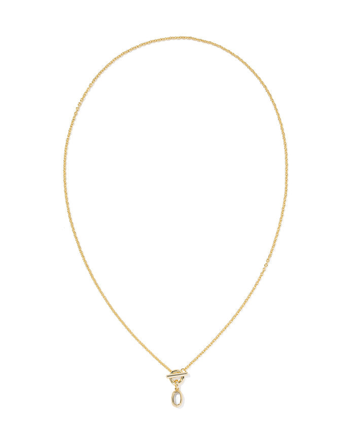 Mini Elisa Toggle Pendant Necklace Gold Ivory Mother of Pearl