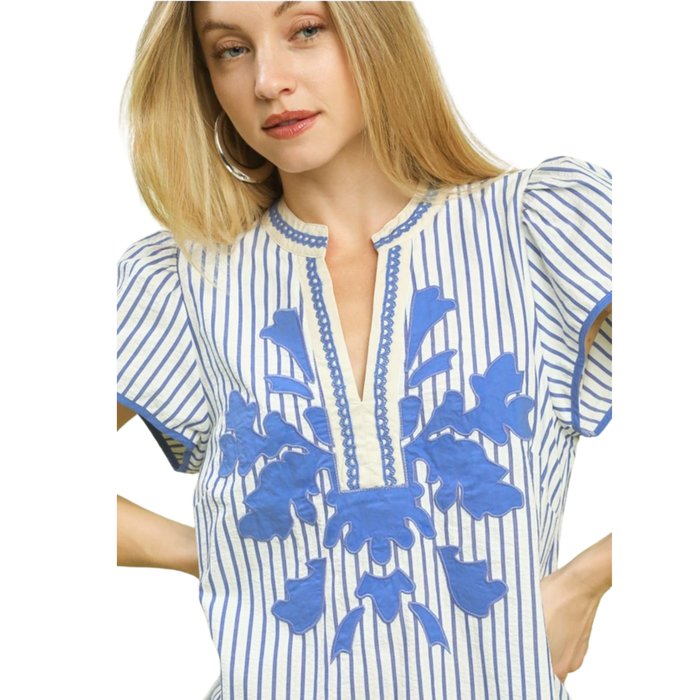 Peri Stripe Embroidered Blouse
