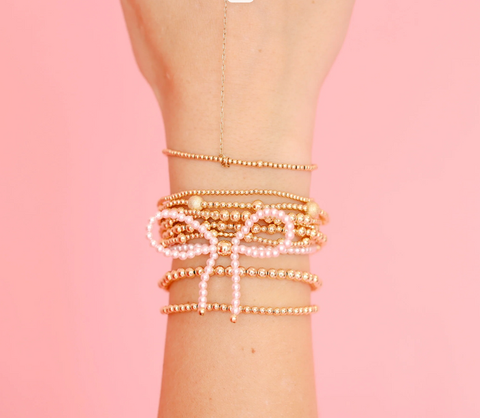 Pink Pearl Beaded Bow Bracelet