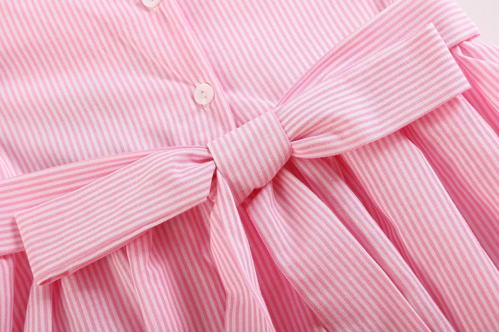 Pink Striped Big Sister Smocked Dress - Lil Cactus