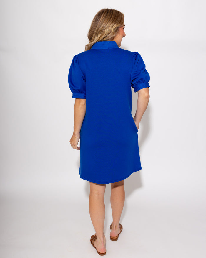 Puff Sleeve Shift Dress in Royal