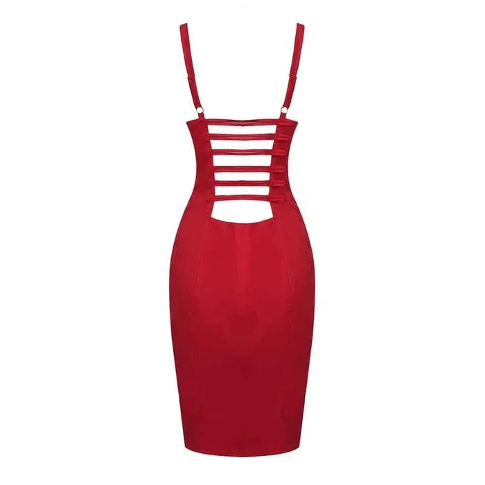 Red Satin Christmas Party Dress - Sexy Pleated Strapless Evening Outfit - Allen-Fitness