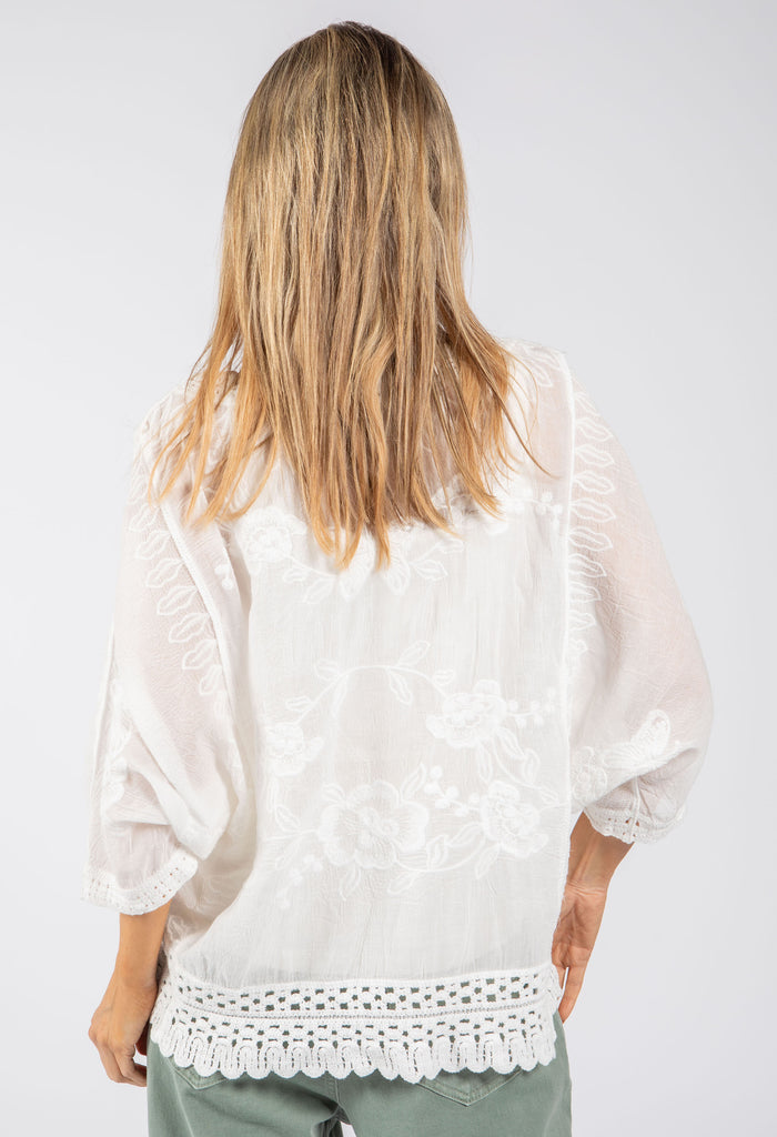 Scallop Detail V-Neck Blouse
