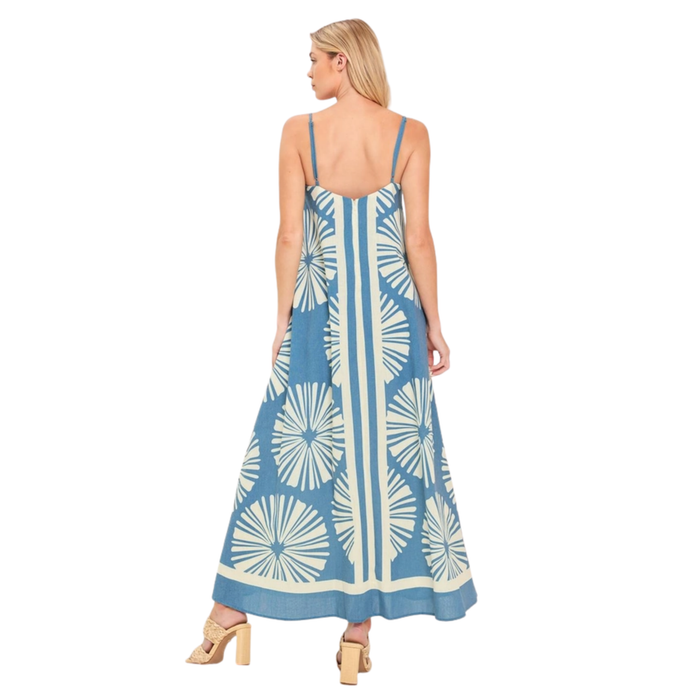 Seaside Fan Print Maxi Dress