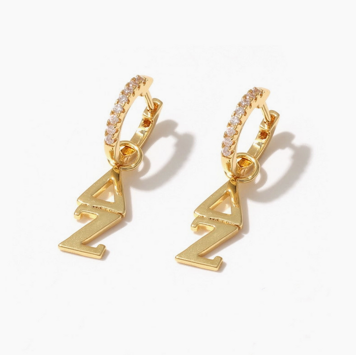 Sorority Greek Letter Earrings Huggie Hoops