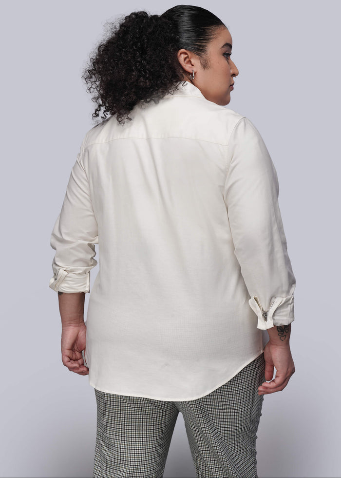 The Essential Long Sleeve Oxford Zip Up Shirt