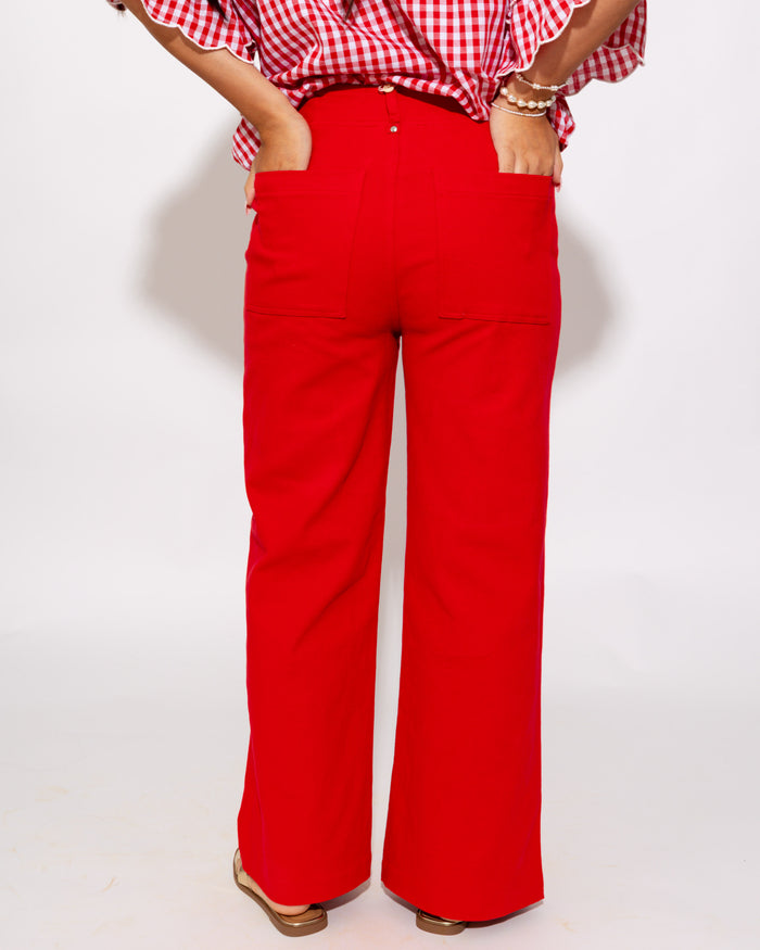 The Tailored Wide Leg Pant in Red